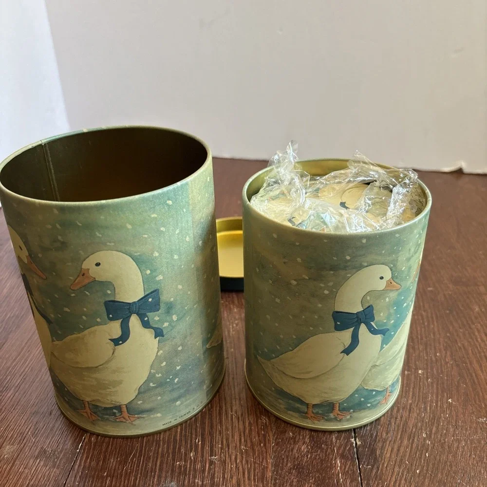 Vintage‎ Blue Bow Nesting Goose Canisters Tins 80s Country Farmhouse